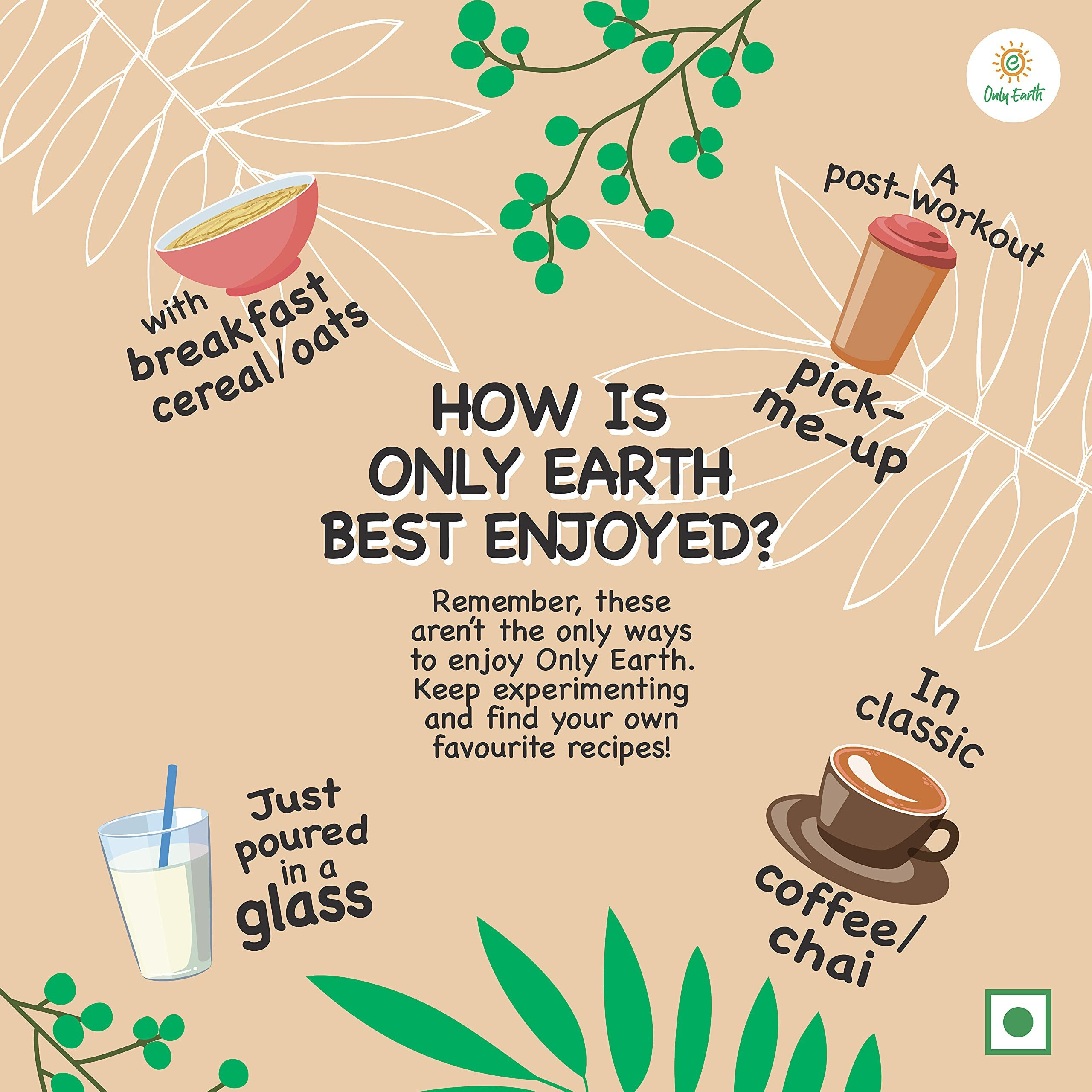 Only Earth Oats Beverage | Unsweetened Drink | Lactose Free | Preservatives Free | Plant Based | Dairy Alternative | Source of Calcium | Source of Vitamin B1, B2 & B12 1 Litre (Pack of 4)