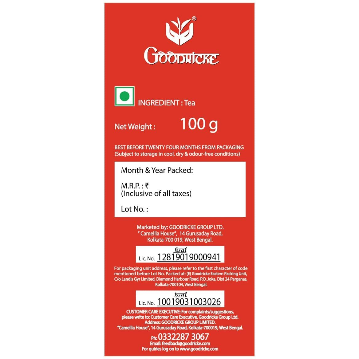 GOODRICKE Roasted Darjeeling Tea - 100 gm (Pack Of 7) | 100% Pure & Original Long Leaf | Flavoury Golden Orange Pekoe | Darjeeling Black Tea