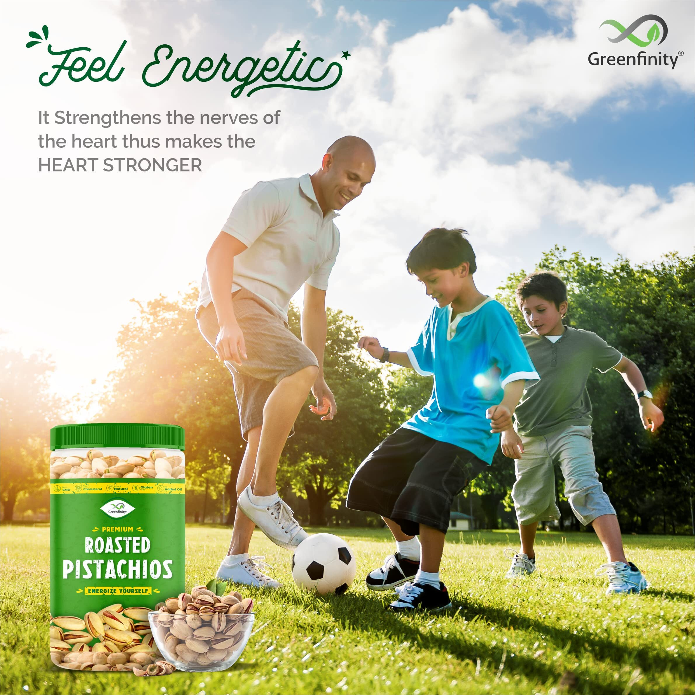 GreenFinity 100% Pistachios Roasted & Salted, 500g [Jar Pack].