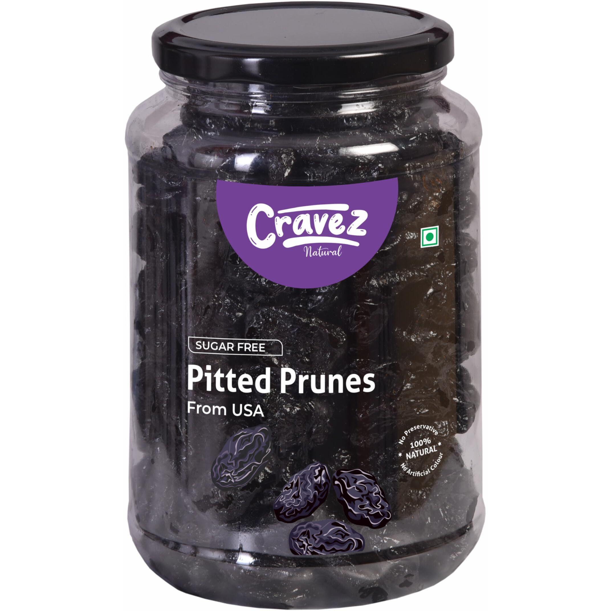 Cravez Premium California Pitted Prunes - 500gm | Dried Fruit Plums | Source of Fiber | No Added Sugar | Healthy Snack & Antioxidant Rich Pitted Prune