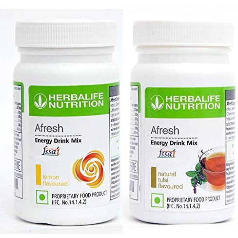 HERBALIFE Afresh Energy Drinks Mix Lemon + Tulsi Flavour (1+1) Energy Drink(100 g, Lemon, Tulsi Flavored)