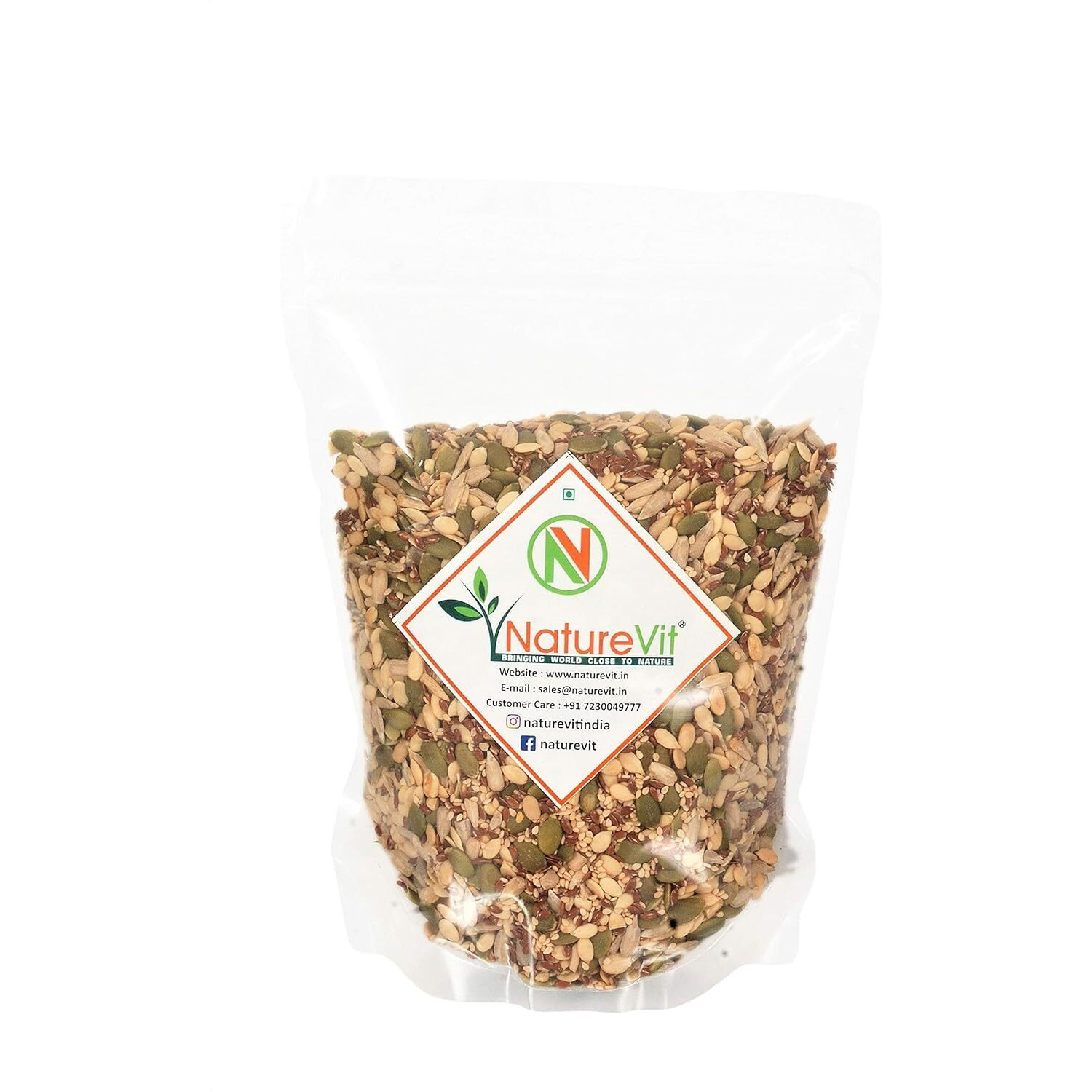Nature Vit Raw Mix Seeds For Eating, 200G | 5-In-1 | Sunflower, Pumpkin, Flax, Watermelon & Sesame Seeds | Healthy Snacking With 100% Natural And Clean Ingredients