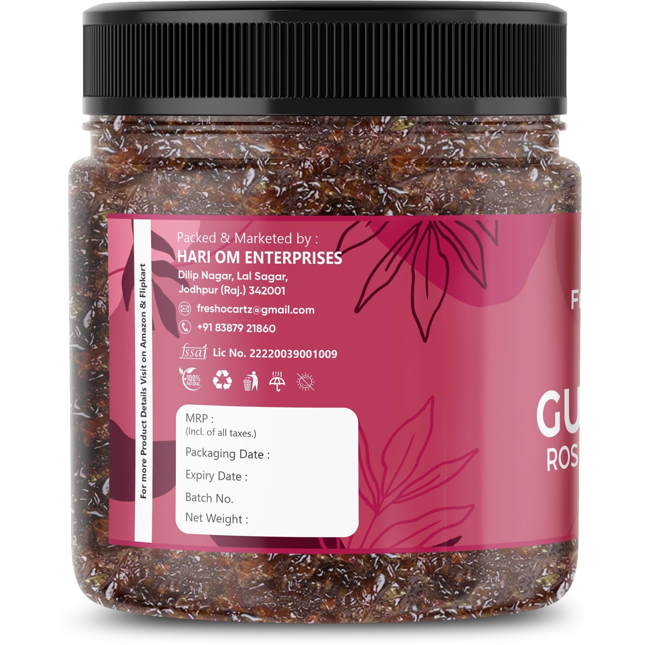 FreshoCartz Himalyan Gulkand | Rose Petal Jam | 100% Sun-Cooked Pure No Artificial Flavours | Digestive & Healthy Rose Gulkand - Jar Pack (400g (Pack of 1))