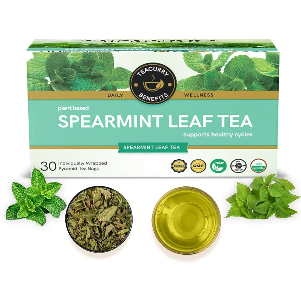 TEACURRY Spearmint Tea (60 Gram, 1 Month Pack, 30 Tea Bags)-Support With Hormone Imbalance-Spearmint Leaf Tea-Caffeine-Free-100% Natural Ingredients