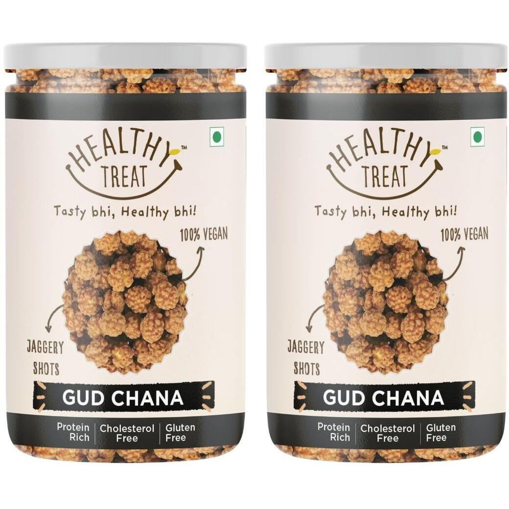 Healthy Treat Gur Chana 400gm | Jaggery Coated Chana | Gud Chana | Roasted Chickpeas with Natural Jaggery | Immunity Booster | Delicious and Healthy Gur Chana Snacks | Perfect for Snacking Anytime