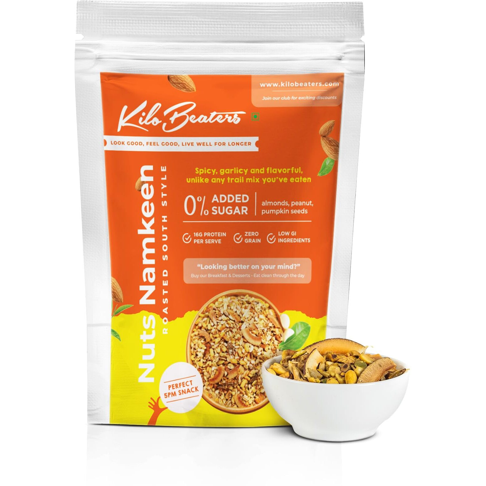 KILOBEATERS Zero Sugar Roasted South Indian Style Nuts Namkeen Healthy Mixture Snacks for Diet, Zero Preservative - 400 g (Pack of 1)