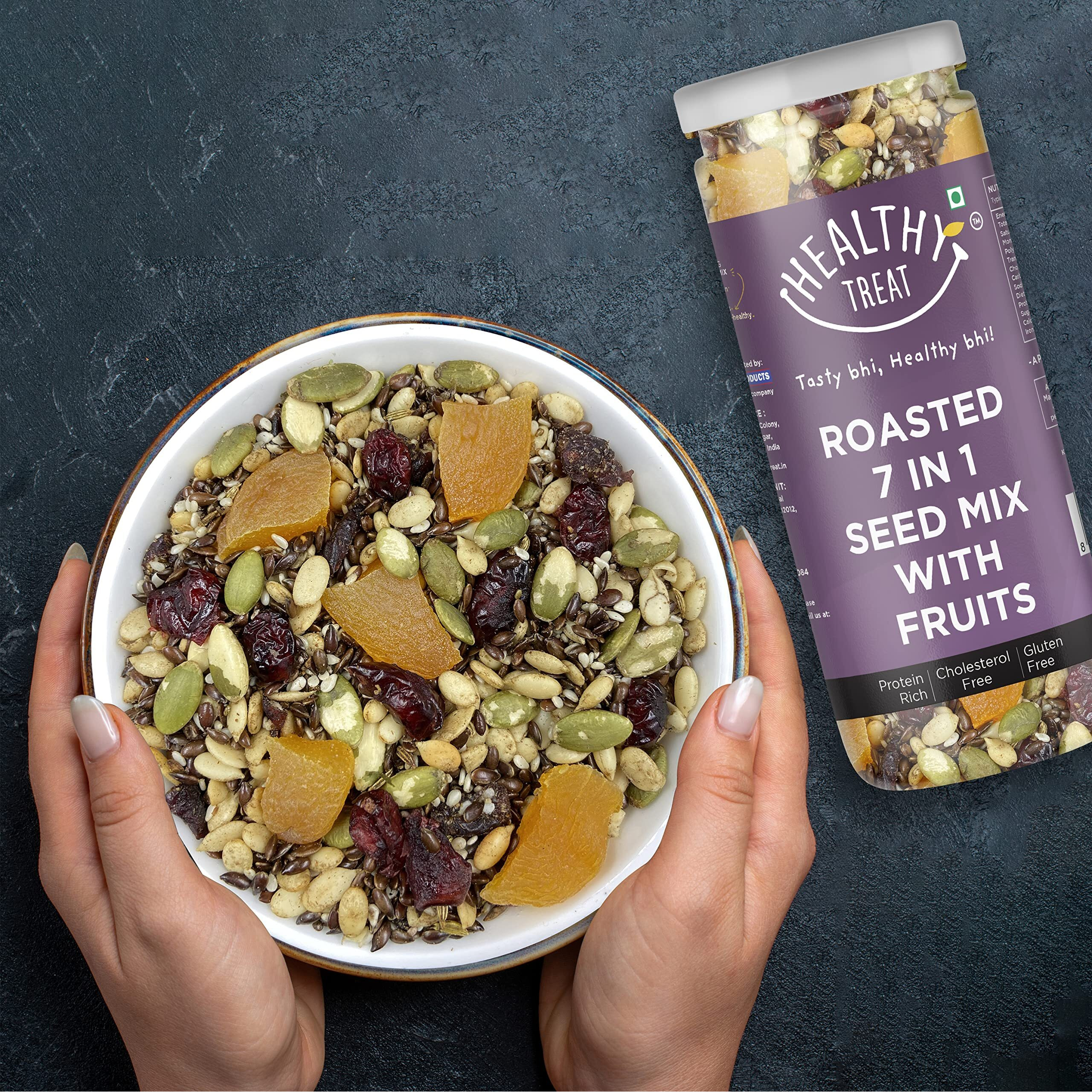 Healthy Treat Roasted 5 In 1 Seed Mix With Cranberry & 7-In-1 Seed Mix With Fruits 300Gm (Pack Of 2-150 G Each)|The Ultimate Protein-Rich Combo Pack|High Protein Snacks|Gluten Free Snacks