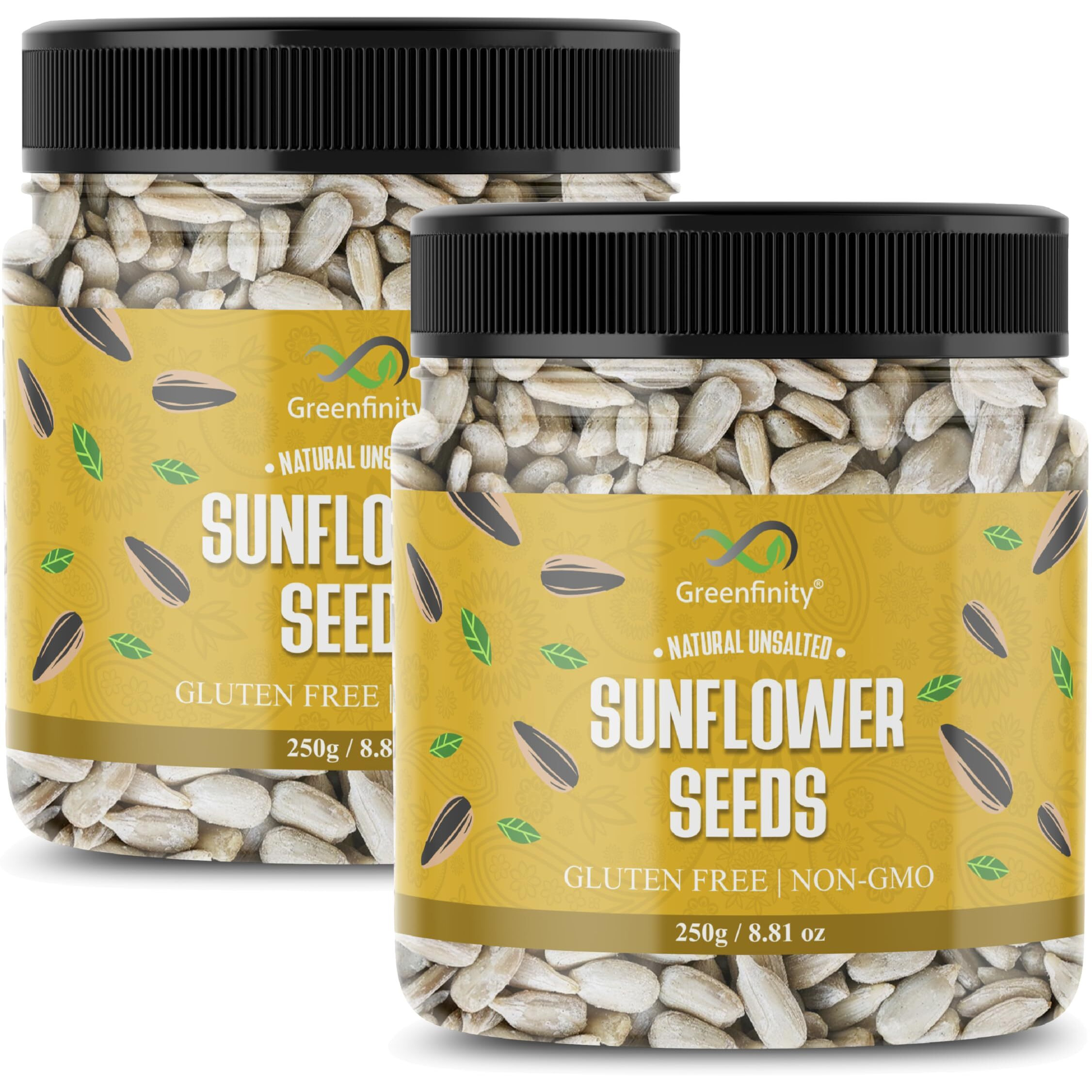 GreenFinity Sunflower Seeds | Surajmukhi Ke Beej Raw Sunflower Seeds for Eating, Healthy Seeds, Protein & Fiber Rich Superfood - 250gm(Pack of 2)