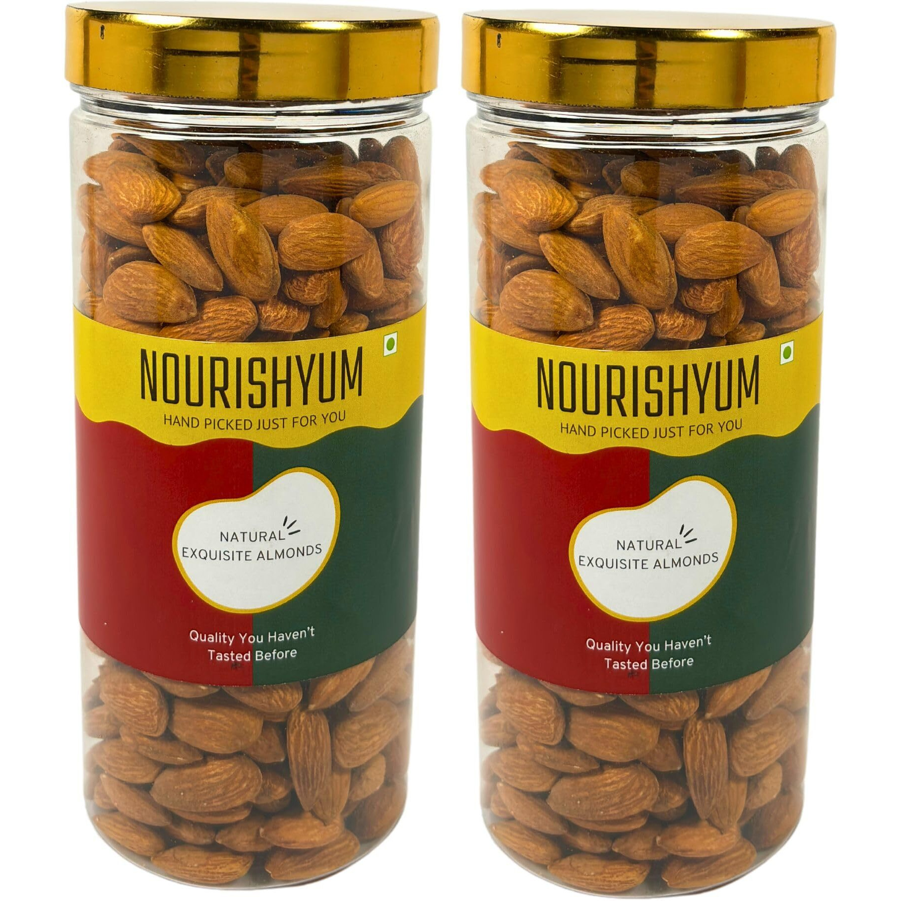 Nourishyum California Almonds 1 kg With Reusable Jar (500g x 2) | Badaam | Natural Crunchy Badam Giri | Nuts & Dry Fruits | Healthy Snacks | Dry Fruit Gift Pack
