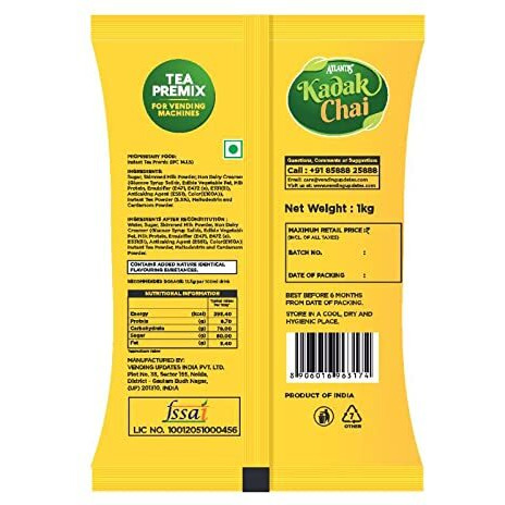 ATLANTIS Kadak Cardamom Premix Tea For Vending Machine - 1Kg, Assam