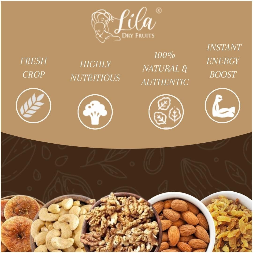 Lila Dry Fruits Daily Needs DryFruit Combo Pack 1Kg (5 x 200g) American Almonds, California Walnuts, Afghani Anjeer, Cashews, Raisins | Healthy and Nutritious | Rich in Vitamins Minerals