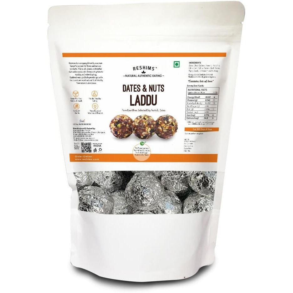 RESHIMS Natural Authentic Eating Healthy Dry Fruits & Dates Laddu | Sugar-Free | Energy-Bar Replacement | Contains Cow-Ghee | No Flavours Added | No Preservatives | No Sugar Added (Value Pack 760 Gm)