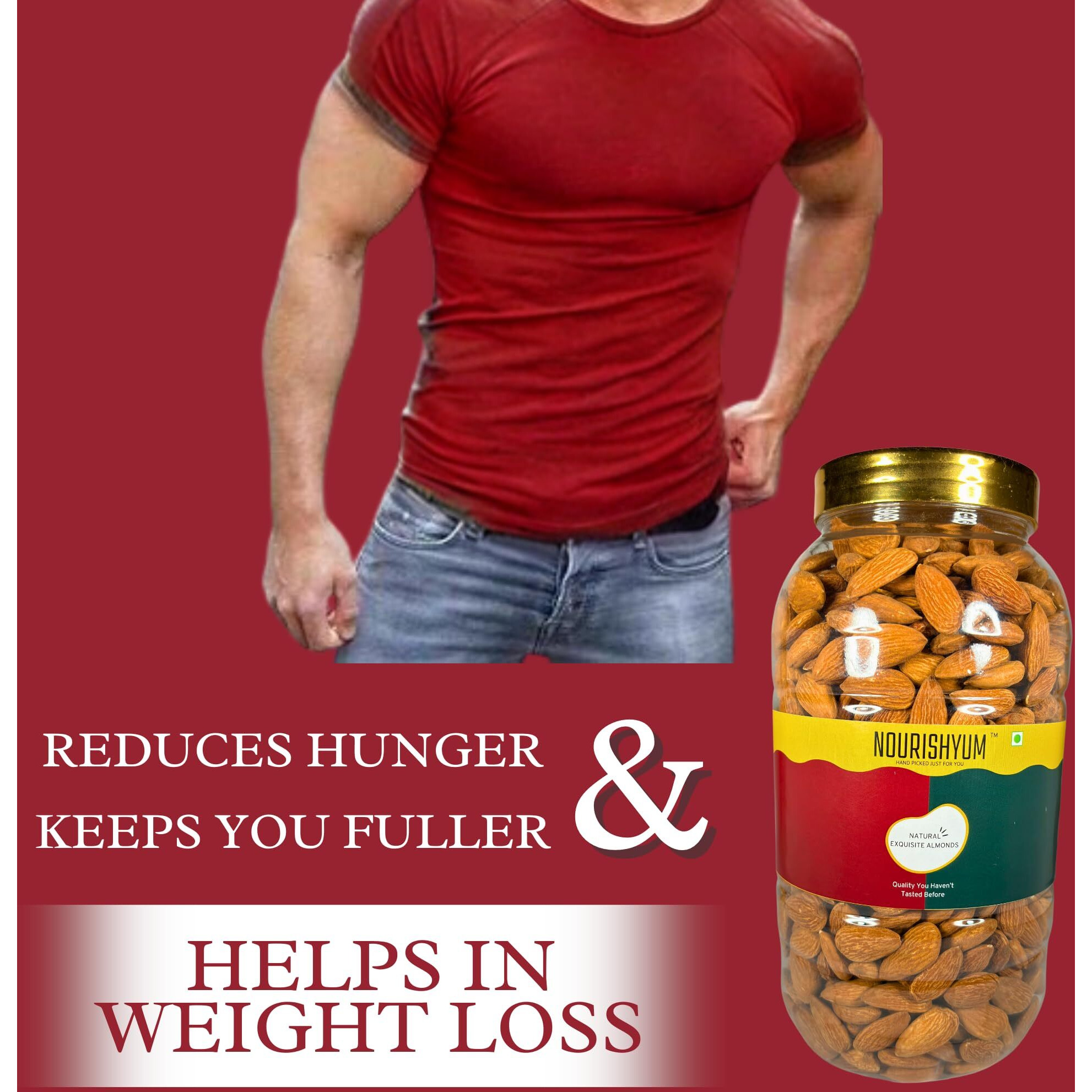 Nourishyum Jumbo California Almonds 1 kg Jar | Badaam | Natural Crunchy Badam Giri | Nuts & Dry Fruits | Healthy Snacks | Dry Fruit Gift Pack