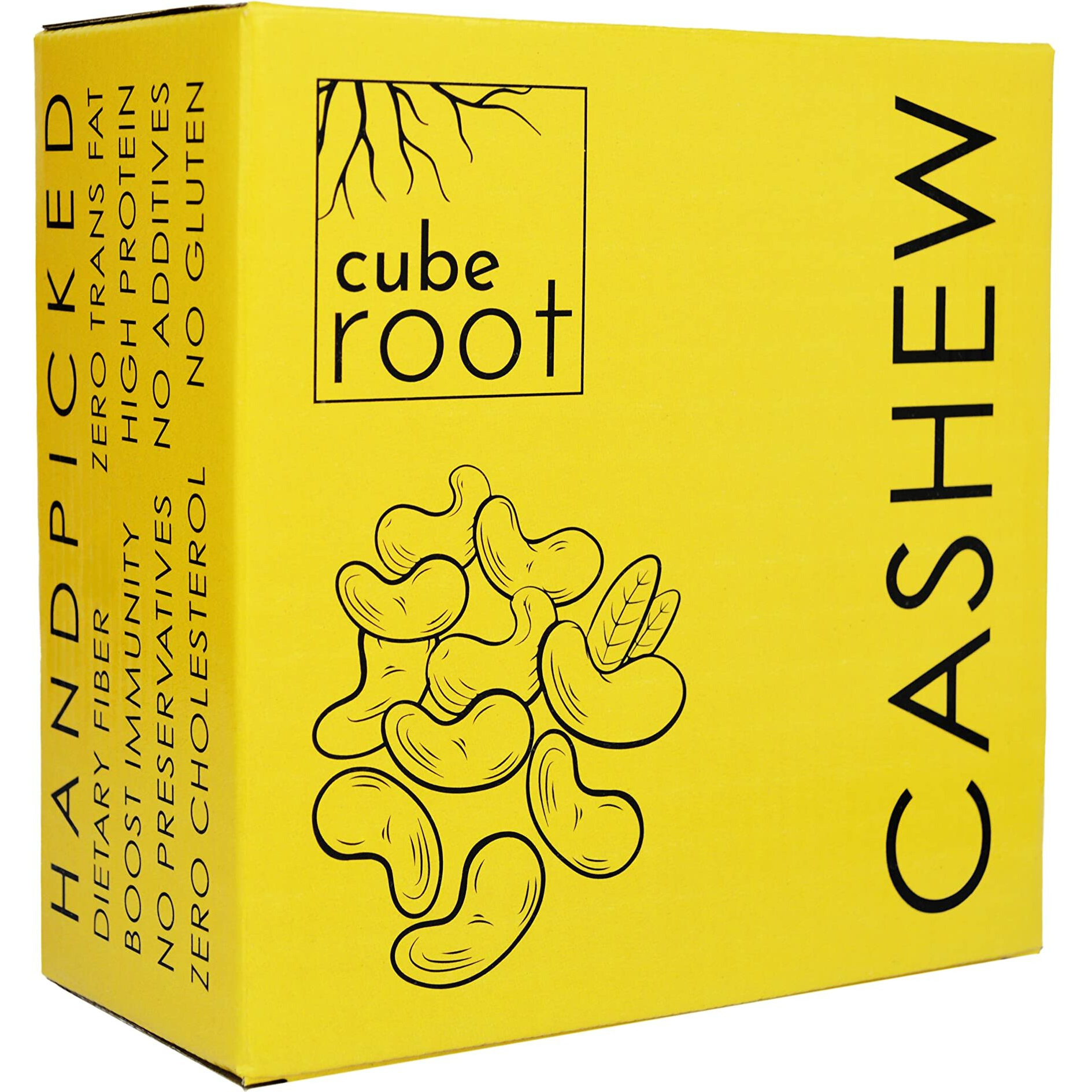 Cube Root 100% Natural Whole Cashew Nuts 500g, W180 Grade (Large size), Vacuum Pack, Dry Fruits