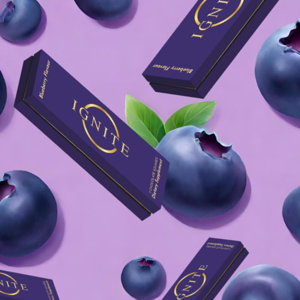 MBDH Wellness Ignite Chocolate Bars (1 Box), Luxurious Blueberry Flavour Chocolate For Uplifting Mood & Vitality, Ideal For Men & Women, Vegetarian And Gluten-Free Delight, 130 Gm