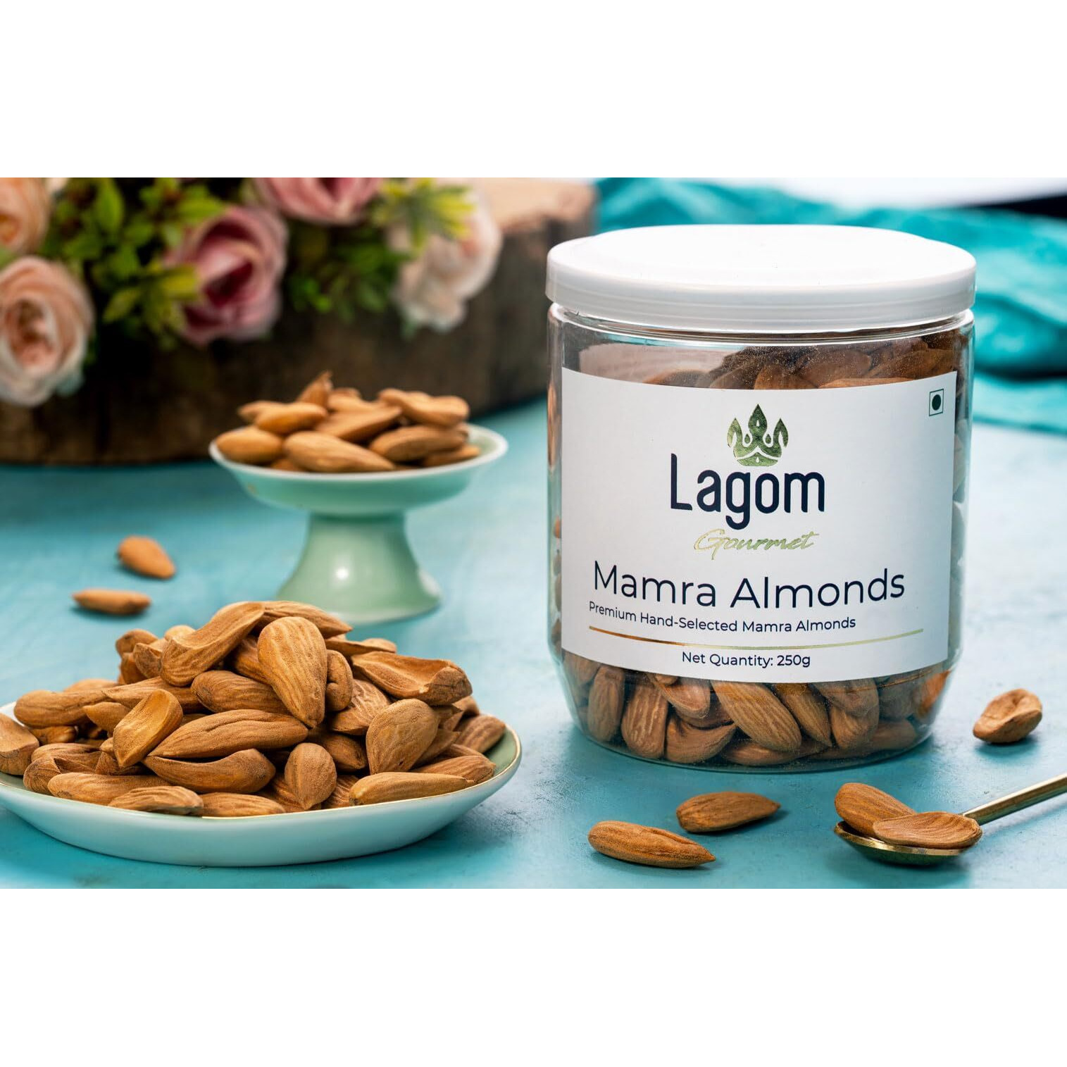 Lagom Gourmet Mamra Almonds 250g | All Natural | No Preservatives | No Additives | Gluten Free | Vegan | Plant Based | Non GMO | Nuts Dry Fruits | Mamra Badam | Mamra Giri