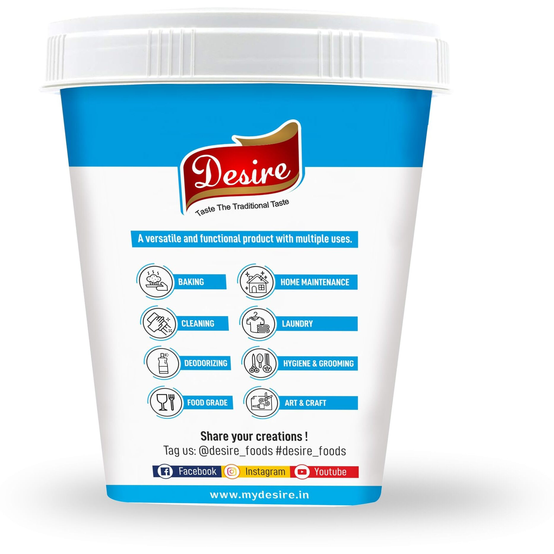Desire Baking Soda 400 Gram | Pure & Versatile for Baking, Cleaning, and Deodorizing | Perfect for Cakes, Cookies, and Breads | Natural Cleaner for Kitchen, Bathroom, and More