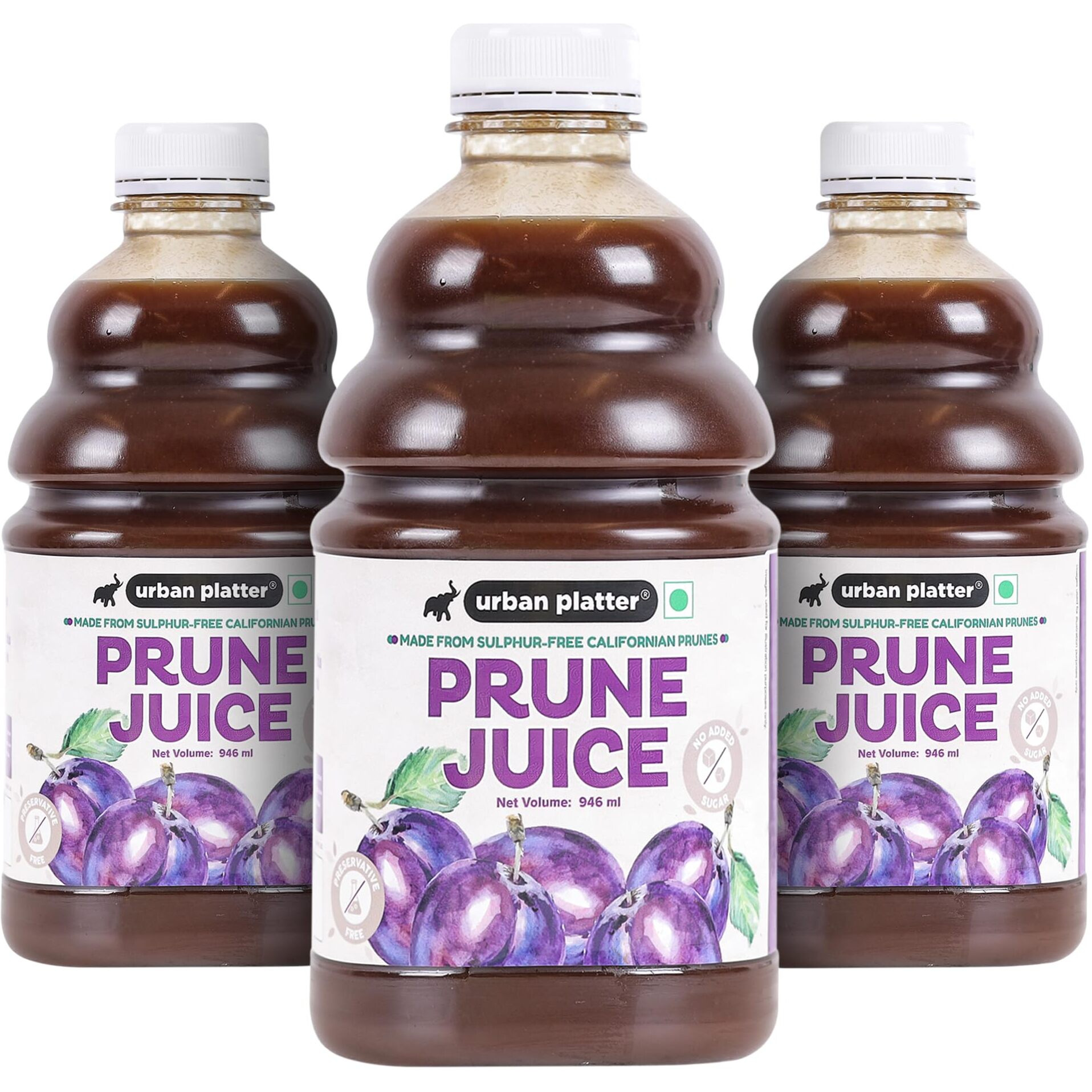 Urban Platter Prune Juice, 946ml (Pack of 3)(No preservatives, No Added Sugar)