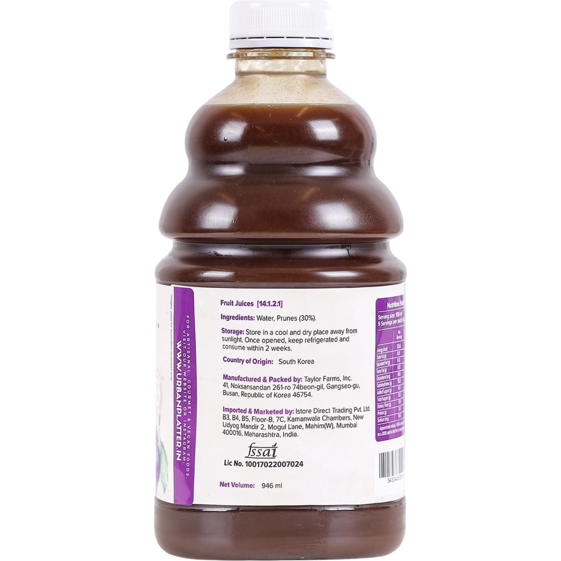 Urban Platter Prune Juice, 946ml (Pack of 3)(No preservatives, No Added Sugar)