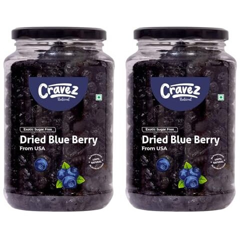 Cravez Dried Blueberries - 1000g, Sweet Berries | Dried Fruits | Rich in Calcium, Vitamin K | Healthy Skin | Boost Immunity | Vegan, Non-GMO, Preservative-Free | Blueberry Snacks