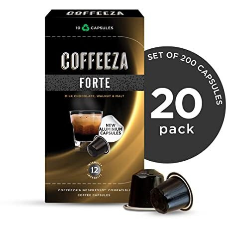 Coffeeza Forte Aluminium Coffee Capsules, Intensity  12/10 - Nespresso Compatible Coffee Pods (Box of 200)