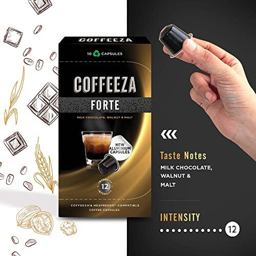 Coffeeza Forte Aluminium Coffee Capsules, Intensity  12/10 - Nespresso Compatible Coffee Pods (Box of 200)