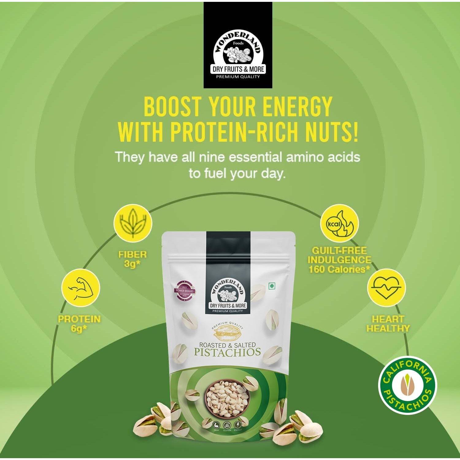 WONDERLAND FOODS (DEVICE) Dry Fruits I American California Roasted & Salted Pistachios (Pista) 800g I (200g X 4) Pouch Combo Pack