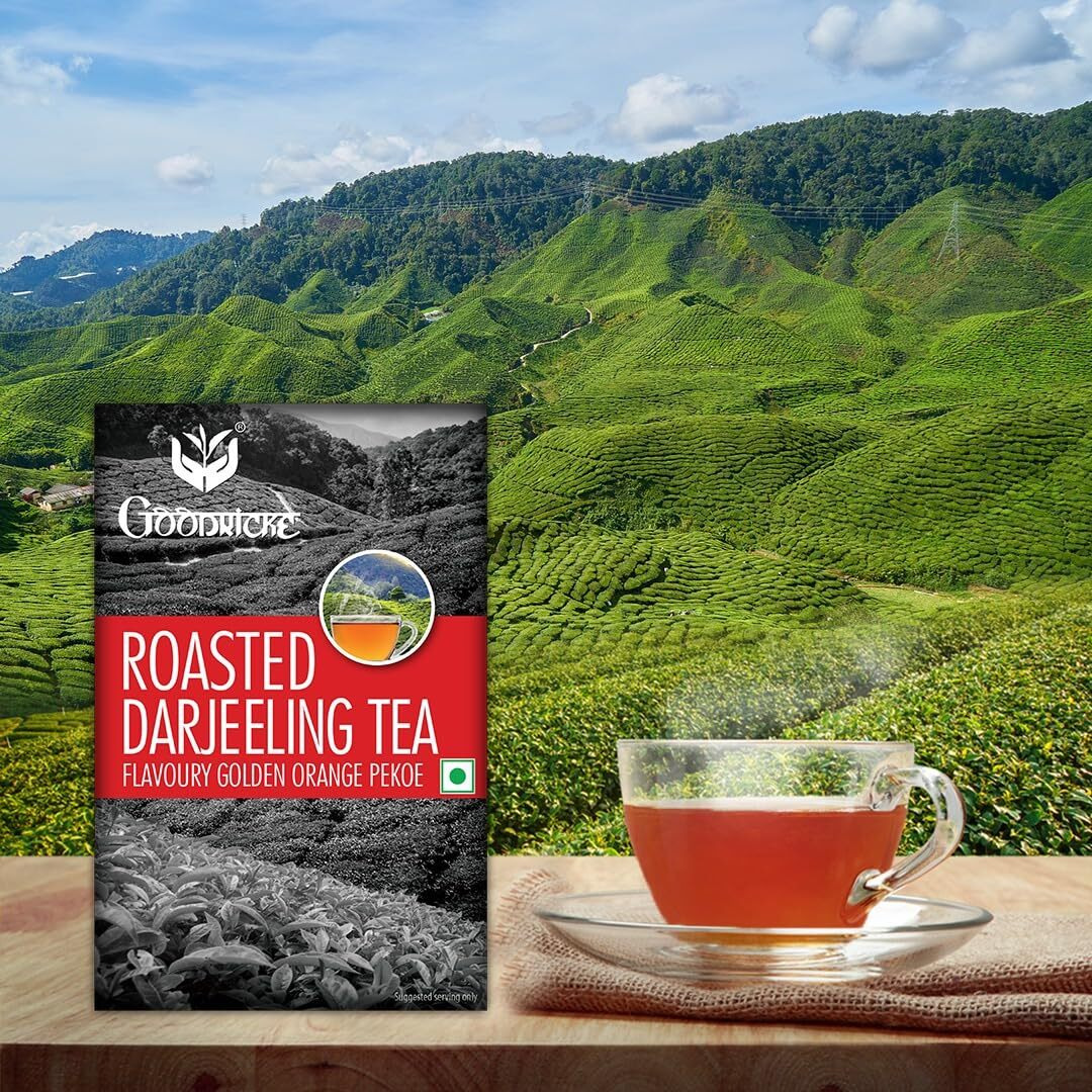 GOODRICKE Roasted Darjeeling Tea - 100 gm | 100% Natural Whole Leaf | Flavoury Golden Orange Pekoe | Black Tea | Rich Taste & Flavour