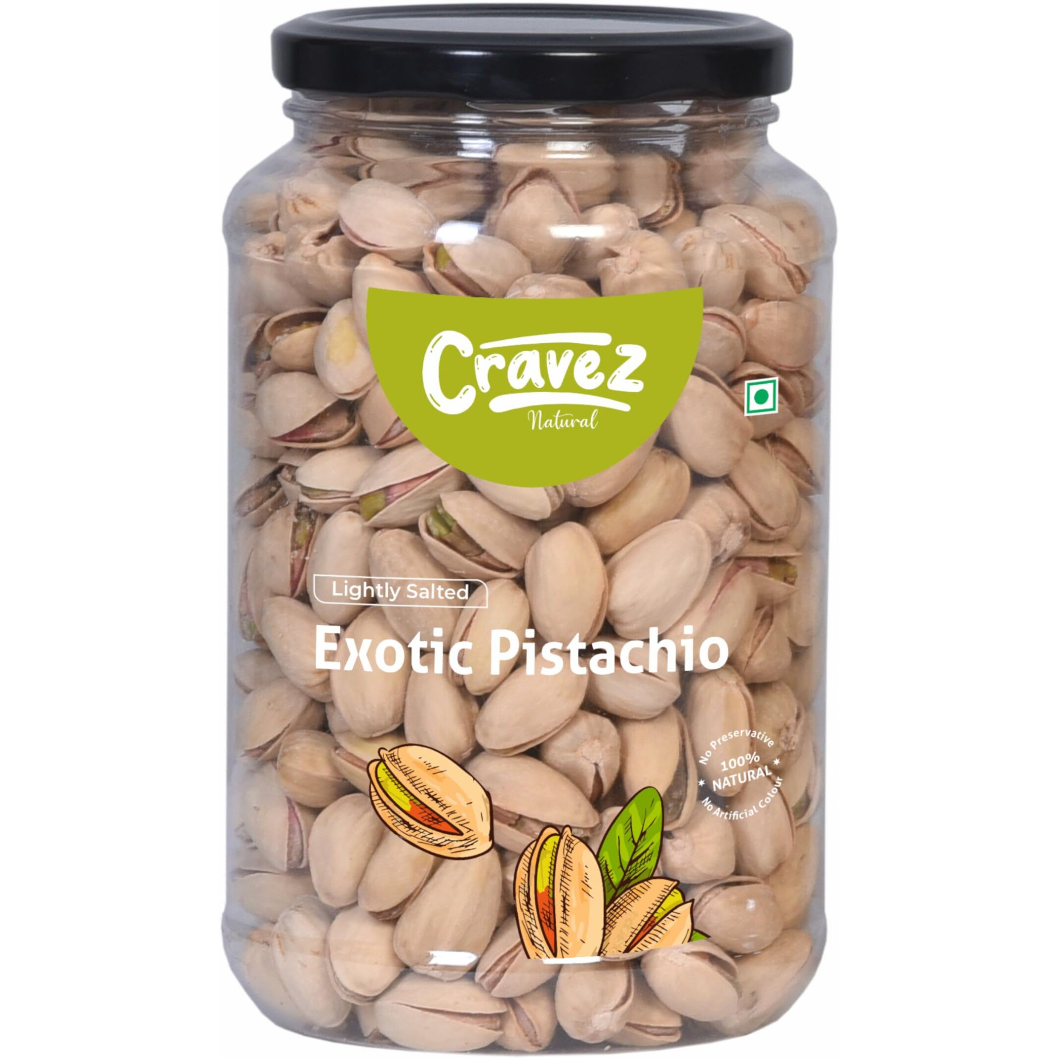 Cravez Premium California Lightly Salted Pistachios 500gm | Pista Dry Fruit | Tasty & Healthy | High in Protein & Dietary Fiber | Gluten Free & Low Calorie Nuts | Boost Immunity | Gluten Free