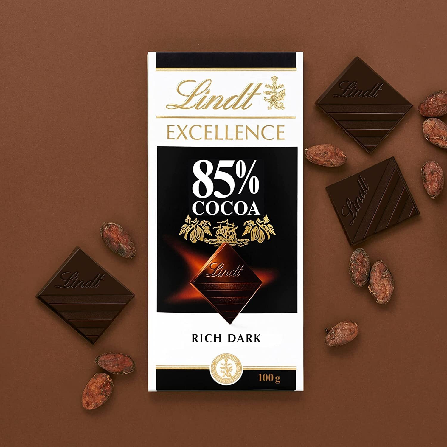 LINDT Excellence Dark 70% Cocoa Chocolate Bar and LINDT Excellence Dark 85% Cocoa Chocolate Bar | Pack of 2 | 100gm