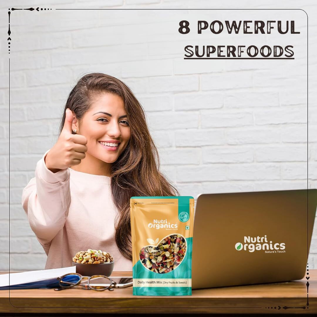 NutriOrganics 100% Natural Premium Mix Dry Fruits 1Kg With Almonds|Cashew|Kishmish|Apricot|Black Raisins|Cranberry|Pumpkin Seeds|Sunflower Seeds|Nuts And Dry Fruits