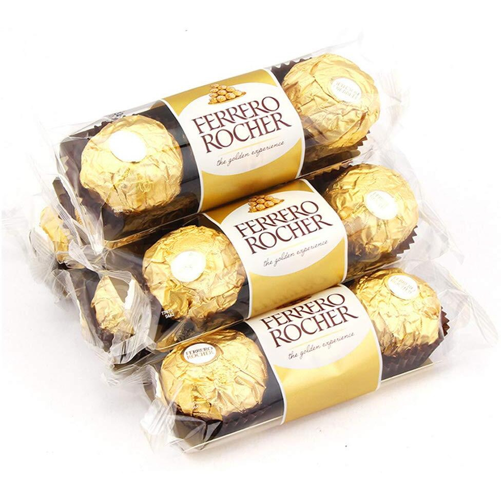 Ferrero Rocher Chocolate Pralines Treat Pack 3 Pieces-6 Pack Pouch, 6 X 37 G,148 Grams