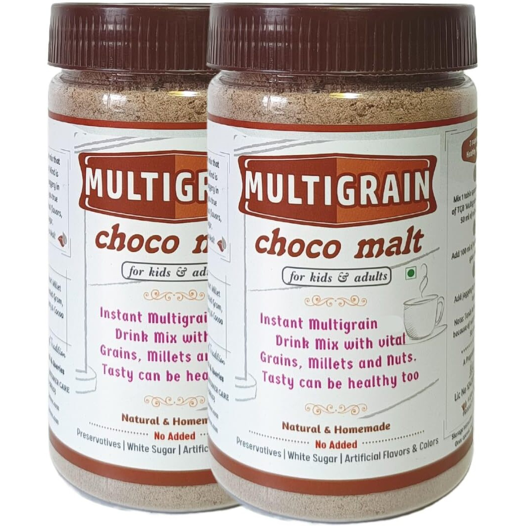 The Great Banyan Multigrain Choco Malt, 2x 300g  Natural Instant Drink Mix for Kids & Adults | Made with Millets, Nuts & Wholegrains | No White Sugar, No Preservative Chocolate Mix