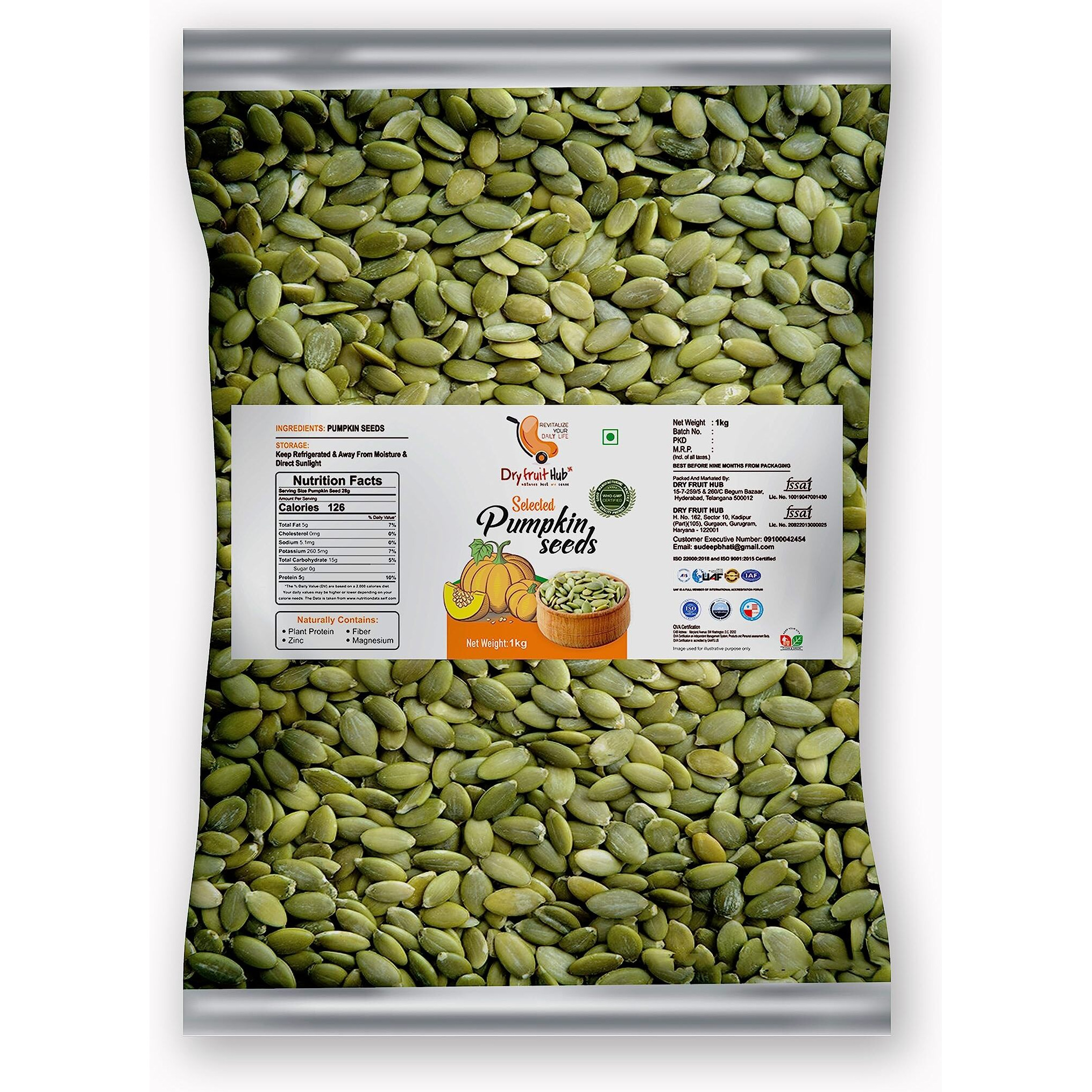 Dry Fruit Hub Pumpkin Seeds 1Kg Raw Pumpkin seeds For Eating | Kaddu Ke Beej | Healthy Food | Diet Food | Immunity Booster | High Protein Rich Superfood