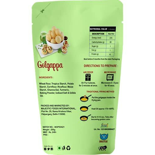BOGATCHI Pani puri packet ready to eat - Fry or Bake in Microwave | instant pani puri pellets | Golgappe Packet Readymade | Pani Puri Papad | pani poori Panipuri packets - Value Pack, 200g