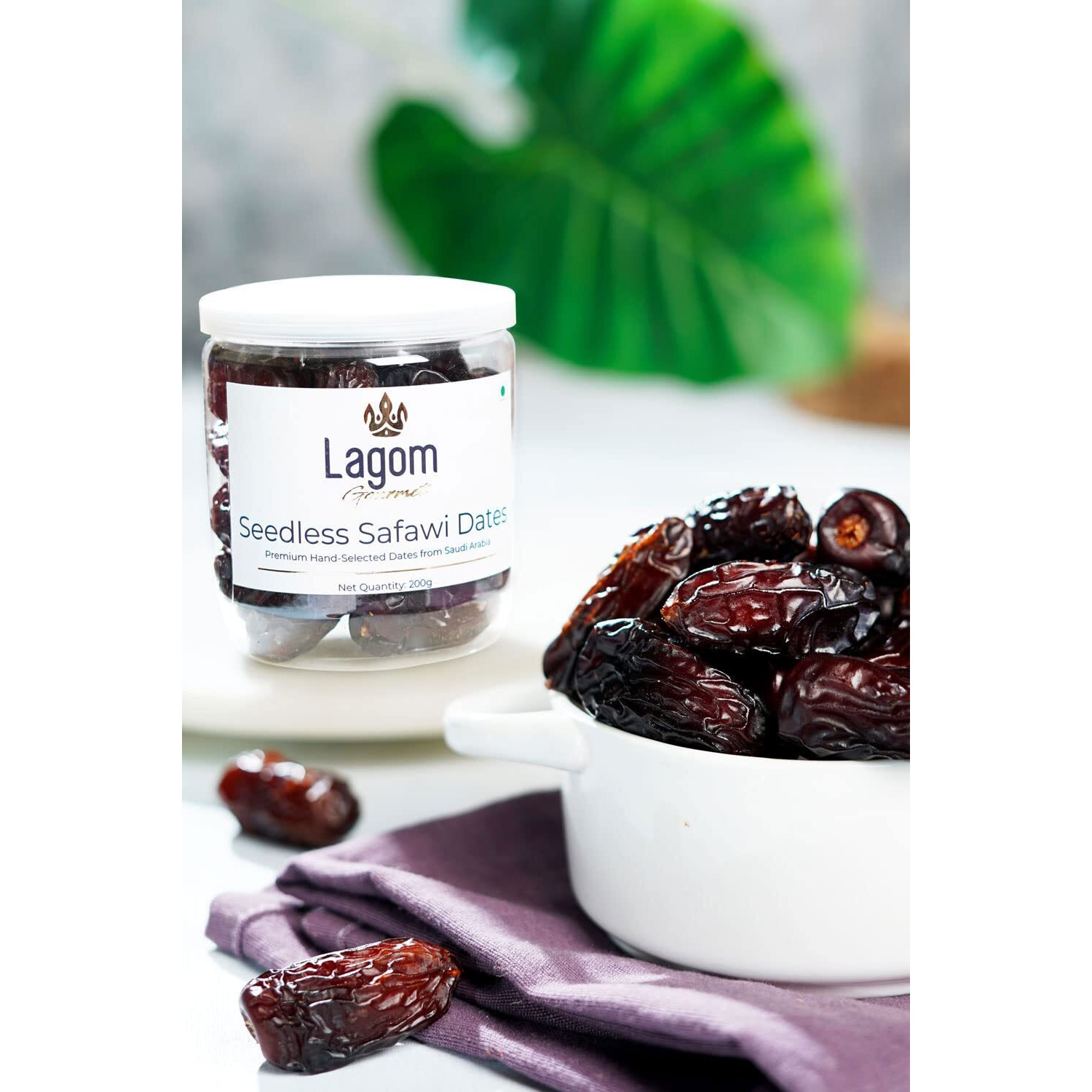 Lagom Gourmet Seedless Safawi Dates 200G,Saudi Arabia Dates,All Natural,No Preservatives,No Added Sugar,Gluten Free,Vegan,Plant Based,Non Gmo,Dates Dry Fruits,Khajur,Khajoor,Khejur
