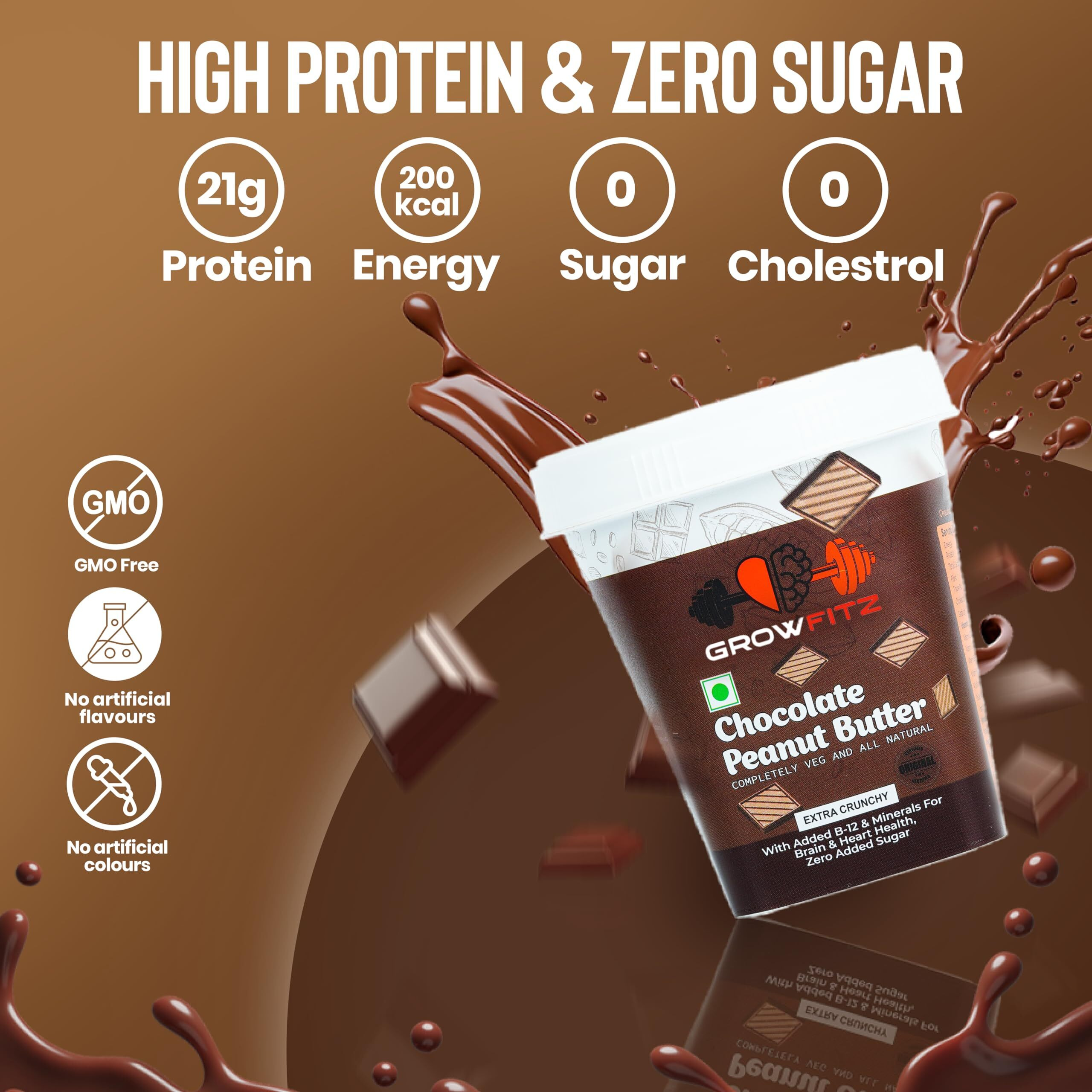 Growfitz Peanut Butter (Chocolate, 500g)