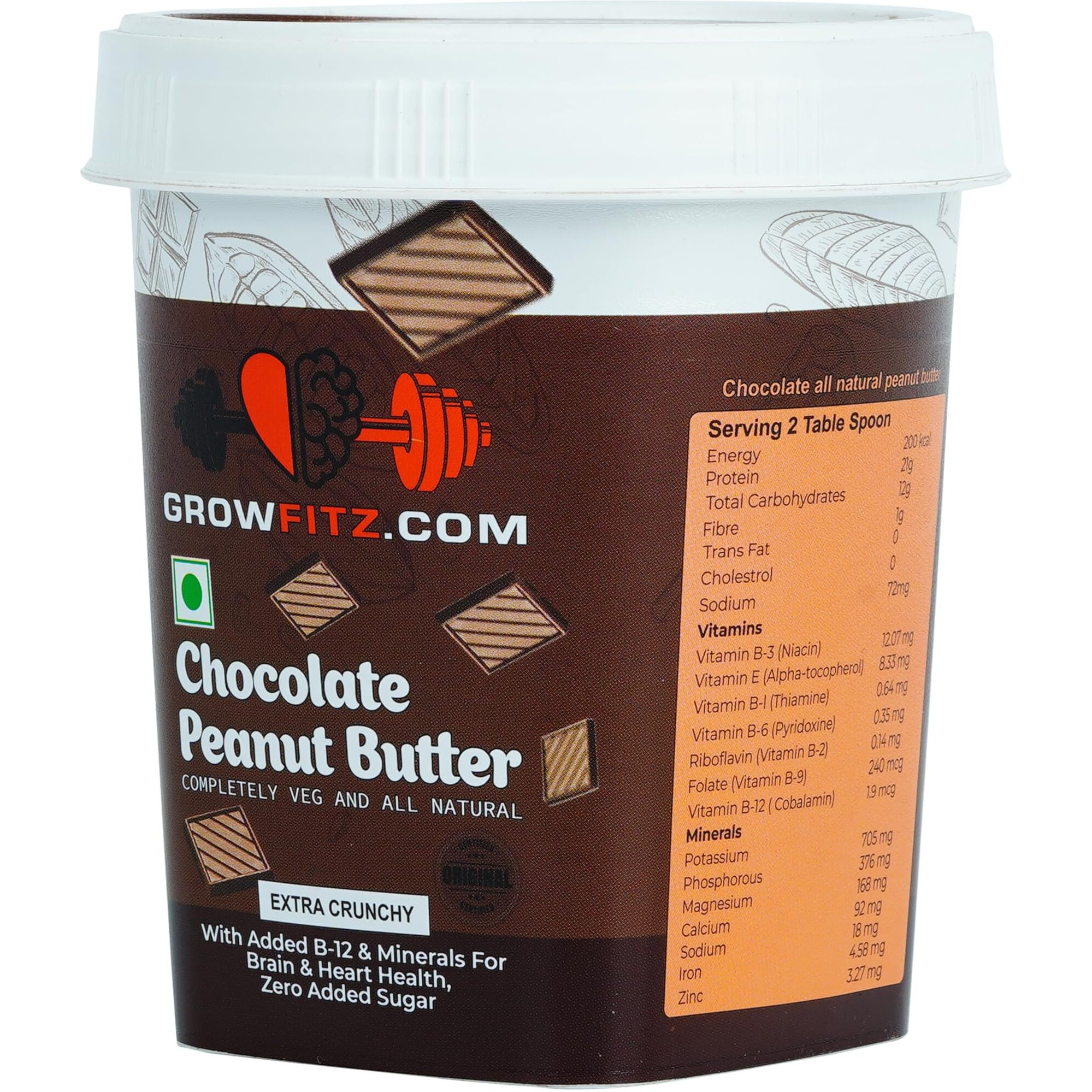 Growfitz Peanut Butter (Chocolate, 500g)