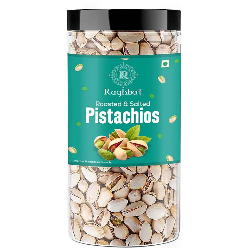 Raghbat Dry Fruits American California Roasted & Salted Jumbo Pistachios 500g Jar | Super Crunchy & Delicious Healthy Snack | Vitamins & Minerals Rich | Immunity Booster|Pista 500 gram Jar