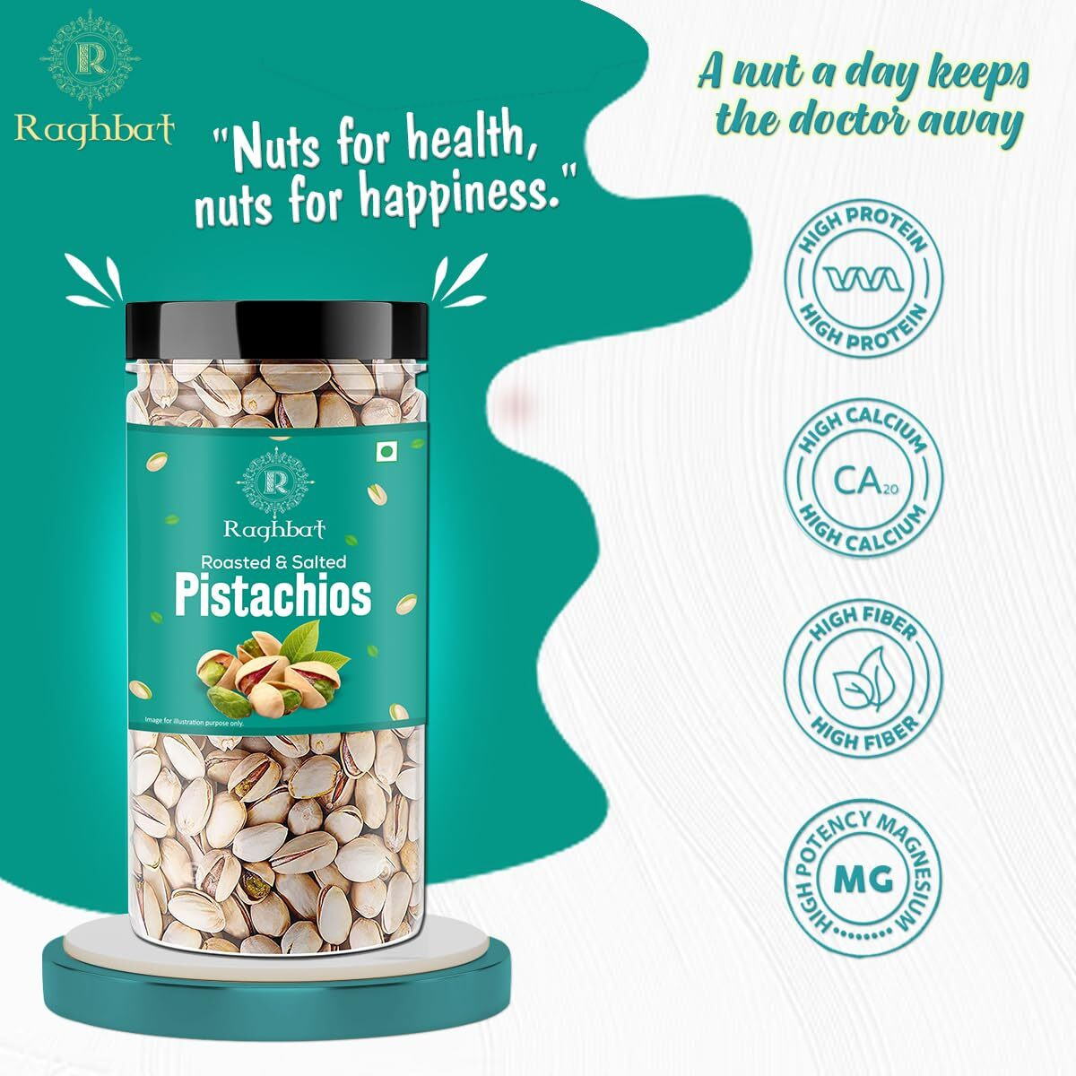 Raghbat Dry Fruits American California Roasted & Salted Jumbo Pistachios 500g Jar | Super Crunchy & Delicious Healthy Snack | Vitamins & Minerals Rich | Immunity Booster|Pista 500 gram Jar