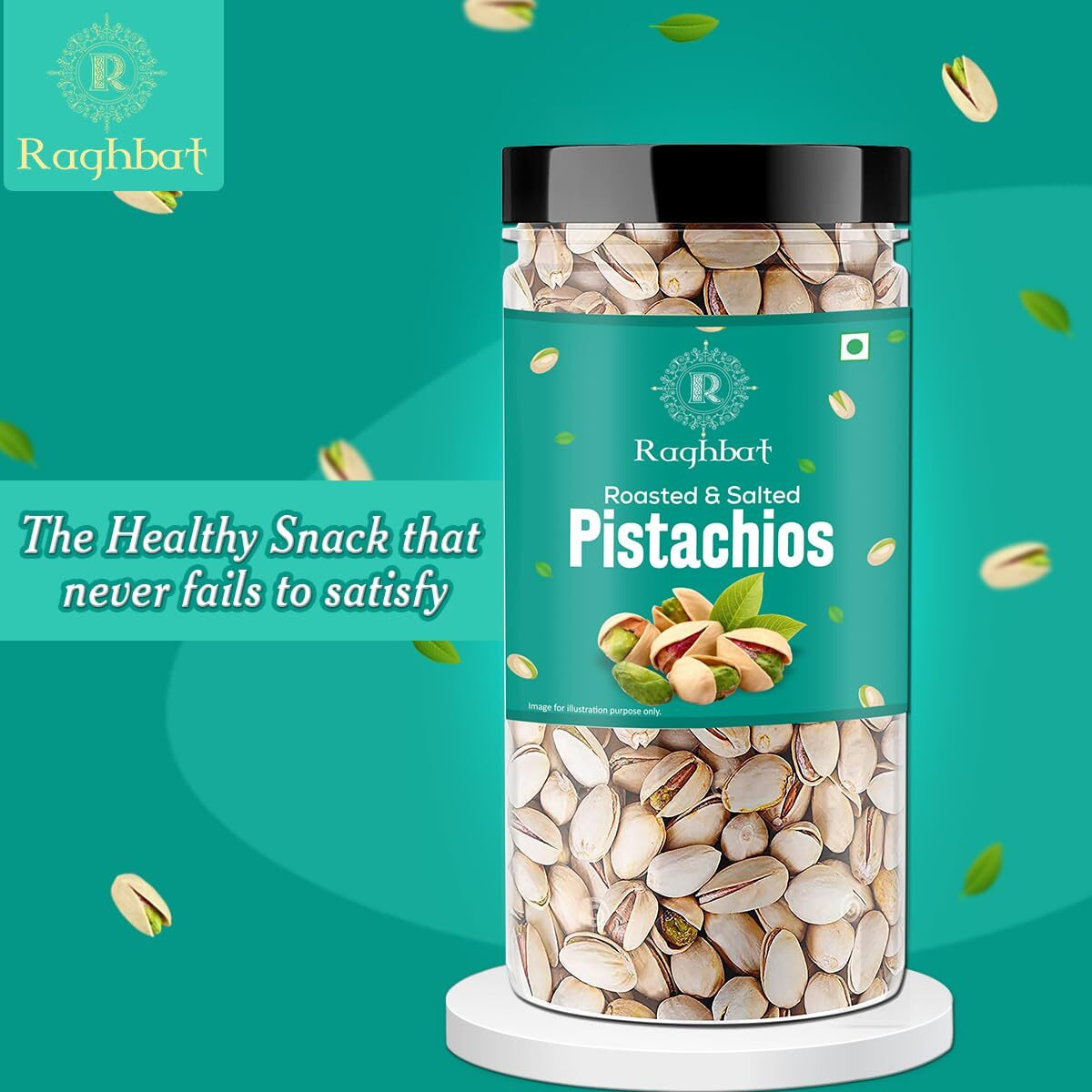 Raghbat Dry Fruits American California Roasted & Salted Jumbo Pistachios 500g Jar | Super Crunchy & Delicious Healthy Snack | Vitamins & Minerals Rich | Immunity Booster|Pista 500 gram Jar