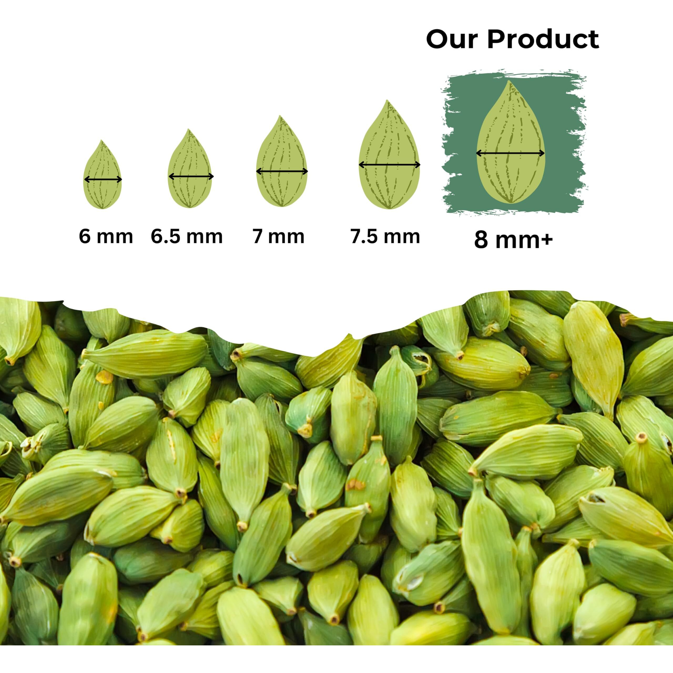GOURMET HEALTH IMPRESSIONS Superior Grade Whole Green Cardamom (Elaichi) 100G - 8Mm Bold Size | Pack Of 2 X 50G | Aromatic Green Pods, Non-Gmo - Perfect For Culinary & Aromatic Uses | Ghi Foods