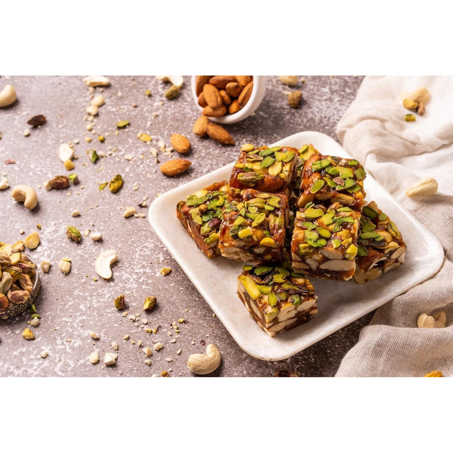 Dry Fruit Hub Crunchy Date Bites 500g I Sugar Free Dates Barfi Made with Dates, Pista, Cashews, Almonds, and Pure Ghee I Dry Fruits Nuts | Energy Booster | Fresh And Tasty Healthy Snacks