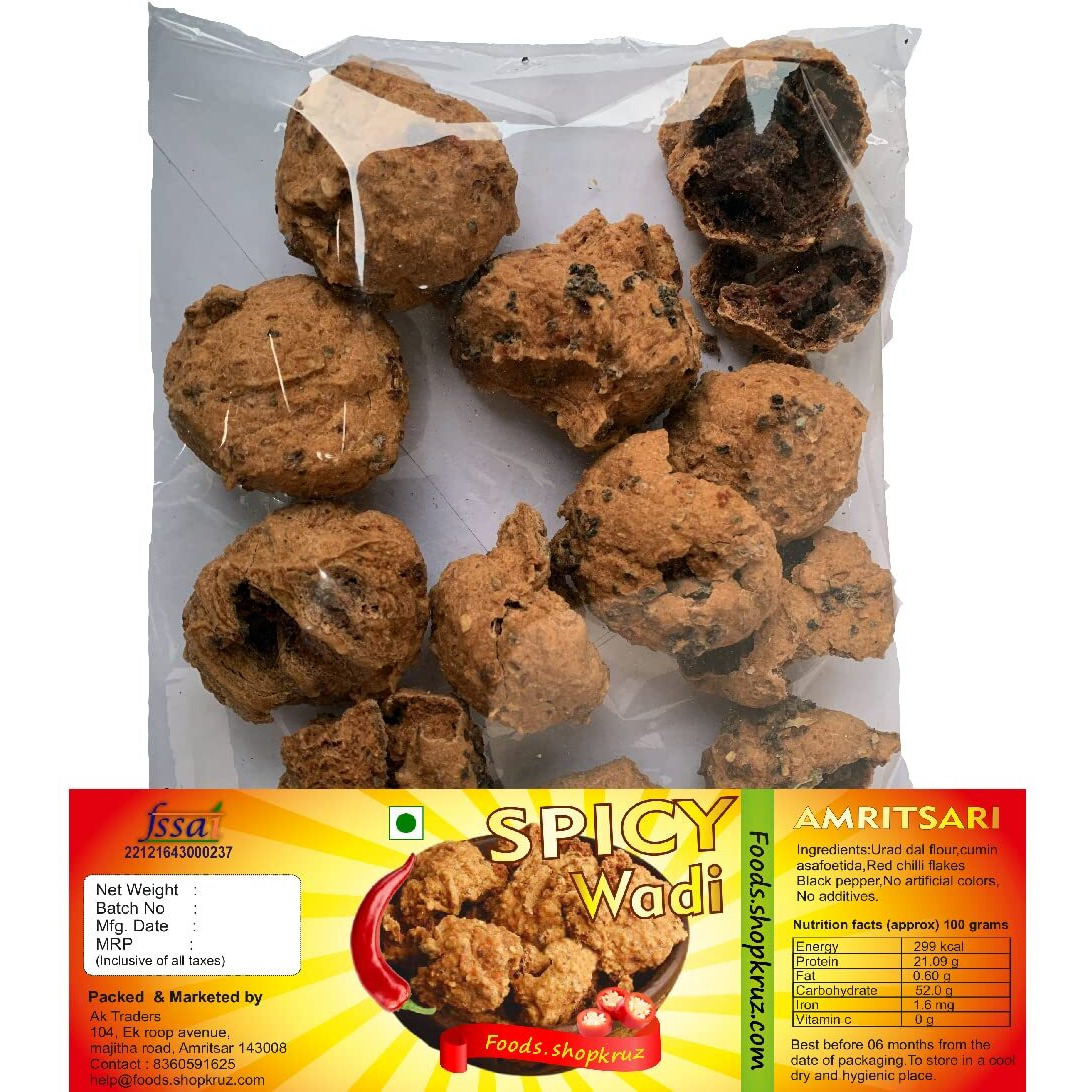 Foods.shopkruz Amritsari Spicy wadi 400 grams urad dal badi