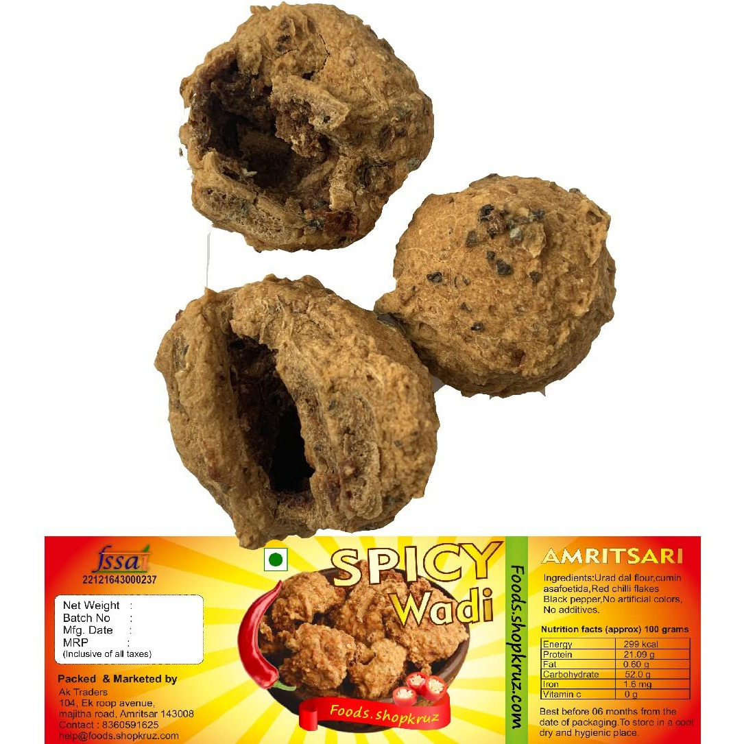 Foods.shopkruz Amritsari Spicy wadi 400 grams urad dal badi
