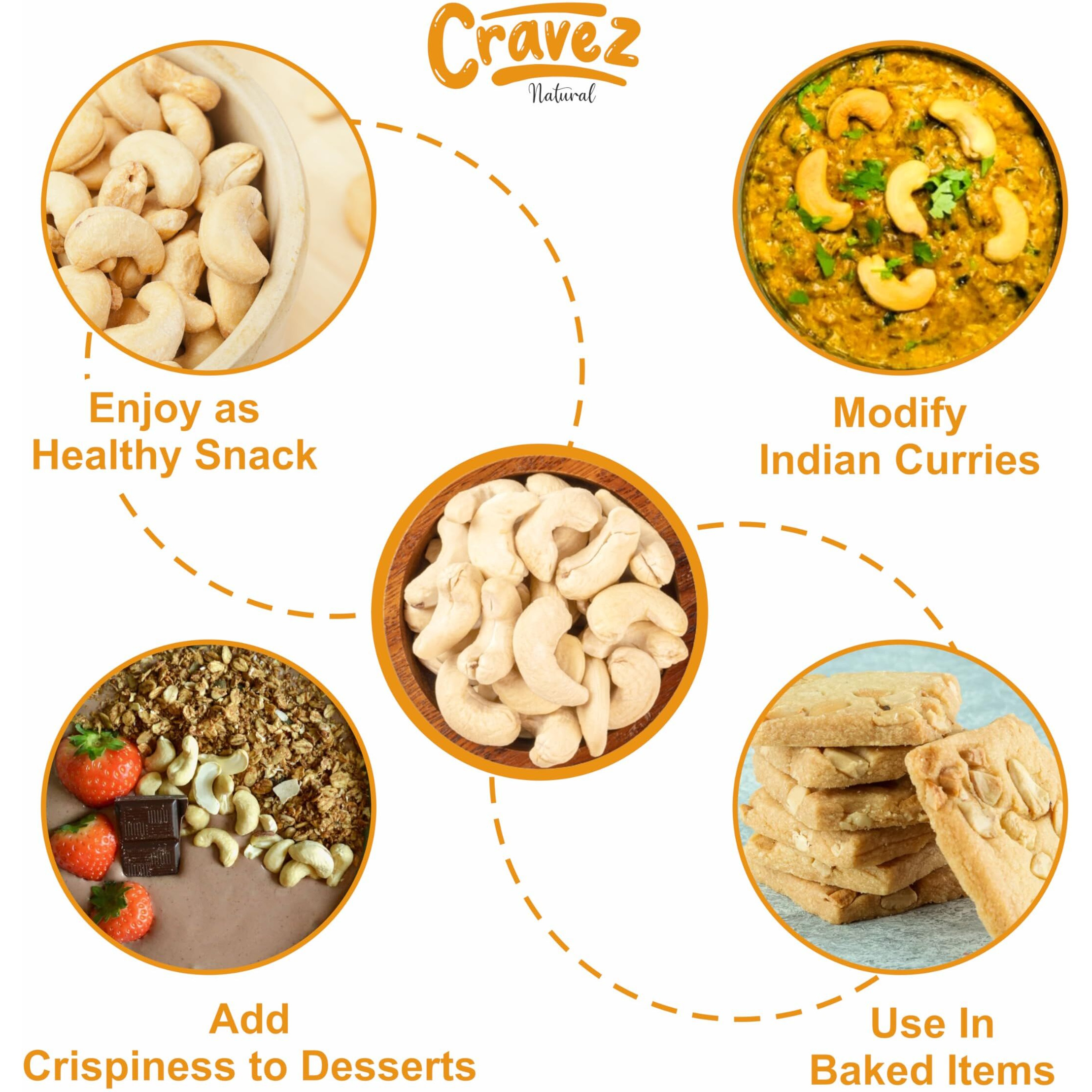 Cravez Exotic Jumbo Goa Cashews - 500gm, Bold & Sweet | 100% Natural White Cashews | Cashew Dry Fruit | Kaju | Cashews Nut