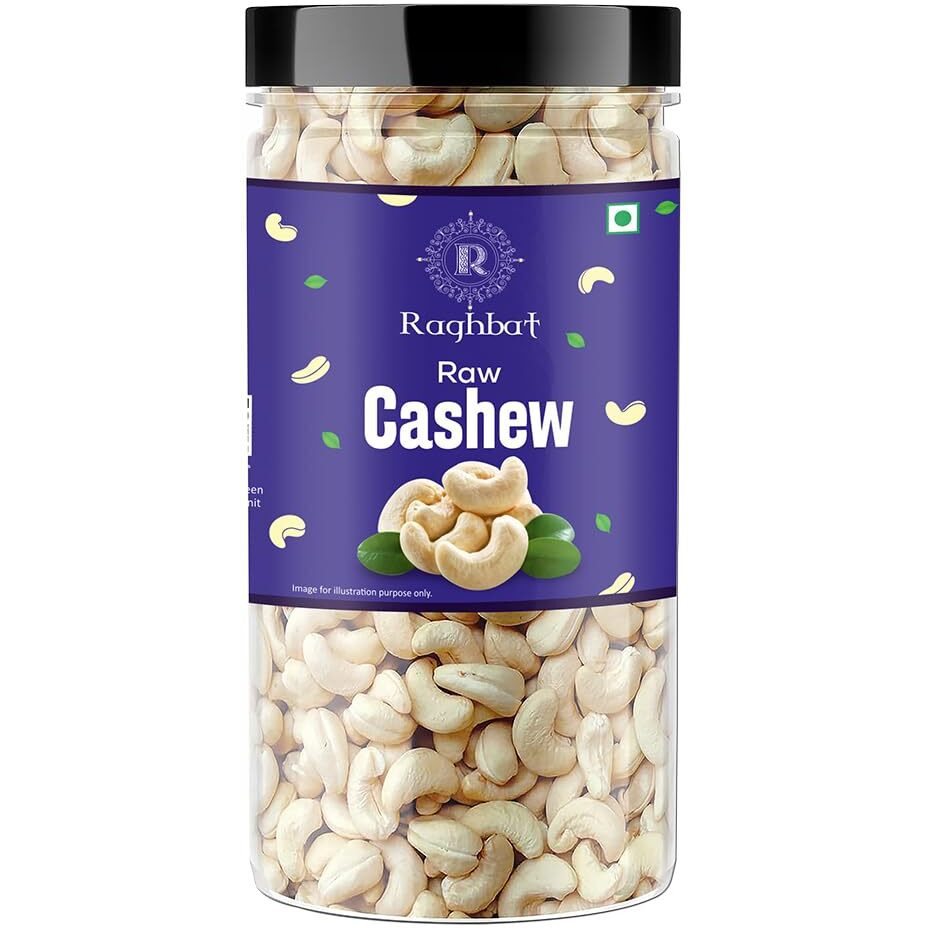 Raghbat 100% Natural & Crunchy Premium Whole Cashews 500gm Nutritious & Delicious Nuts, Premium Kaju nuts | Gluten Free | Source of Minerals & Vitamins | Dry Fruits Jar Pack