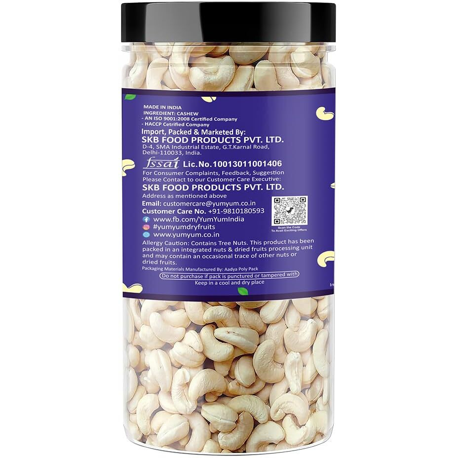 Raghbat 100% Natural & Crunchy Premium Whole Cashews 500gm Nutritious & Delicious Nuts, Premium Kaju nuts | Gluten Free | Source of Minerals & Vitamins | Dry Fruits Jar Pack