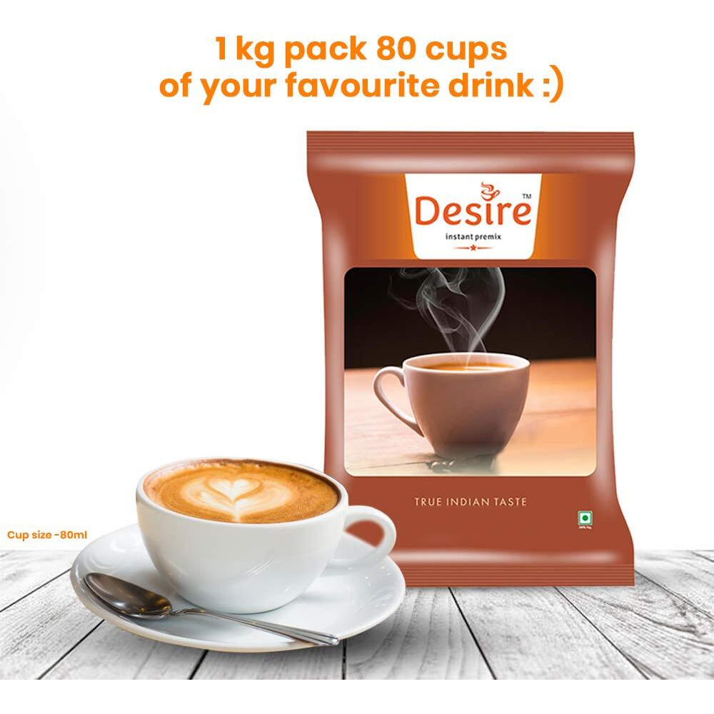 Desire instant premix Chai Masala Tea Powder For Both Manual And Vending Machines | Infused With Cardamom, Ginger, Clove, Cinnamon, Nutmeg & Black Pepper | Karak Chai 1Kg - Assam