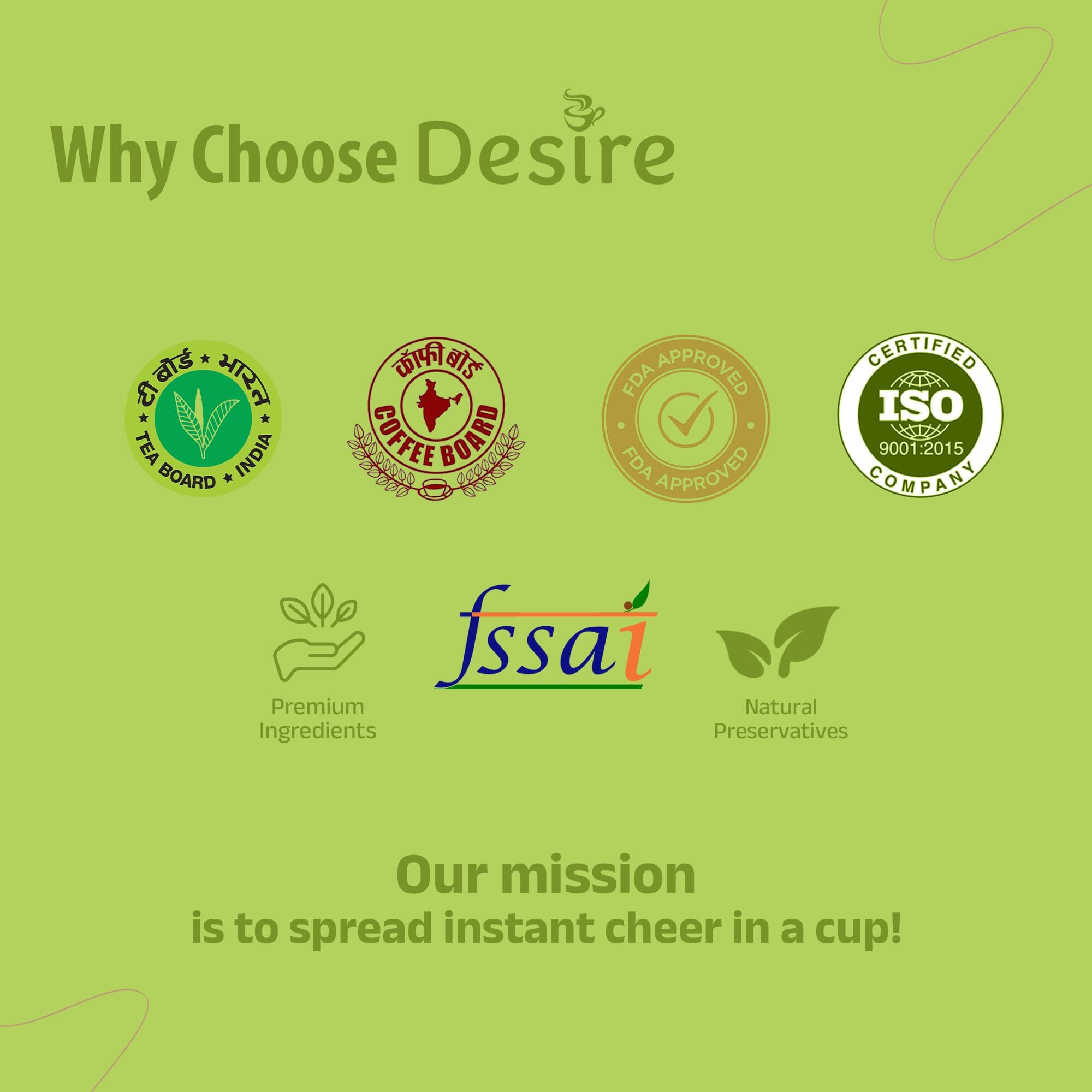 Desire Cardamom Instant Premix Tea 1 Kg For Manual And Vending Machine Usage, Assam